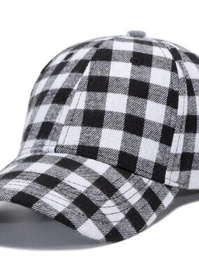 Cocus Pocus baseball cap, black/white plaid, one size, adjustable, New with tags